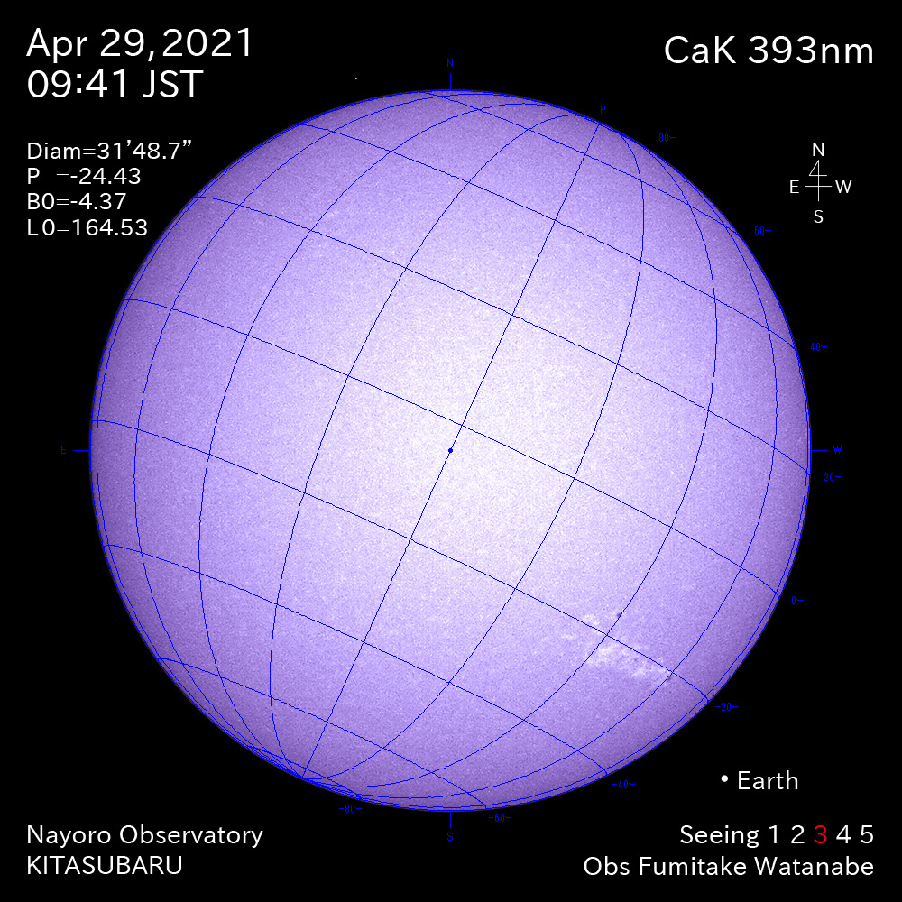 2021年4月29日CaK波長の太陽