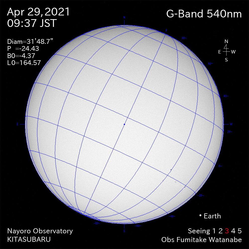 2021年4月29日540nm波長の太陽
