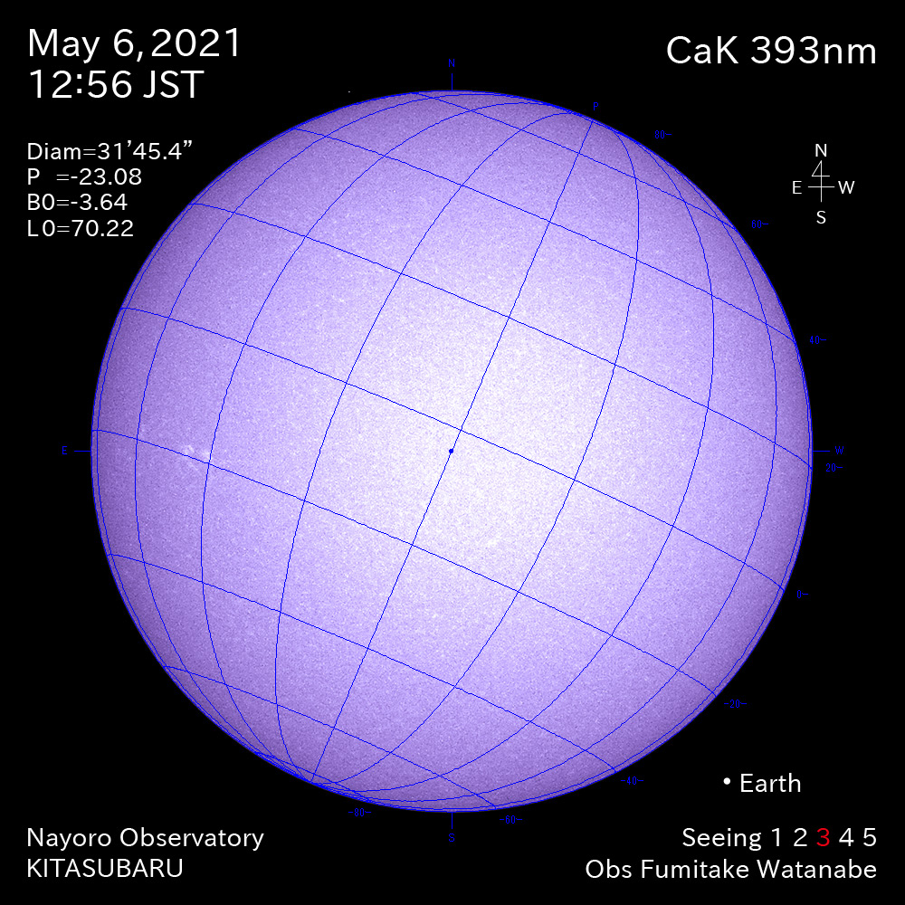 2021年5月6日CaK波長の太陽
