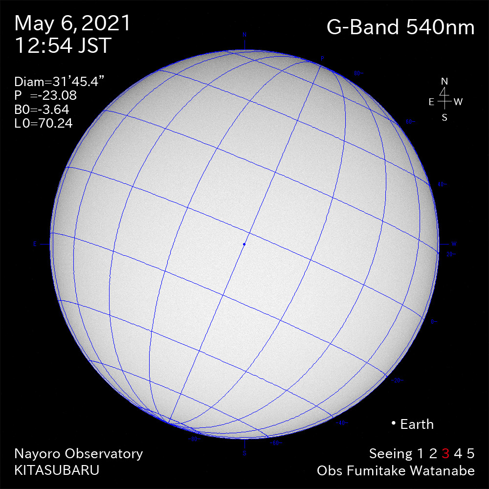 2021年5月6日540nm波長の太陽
