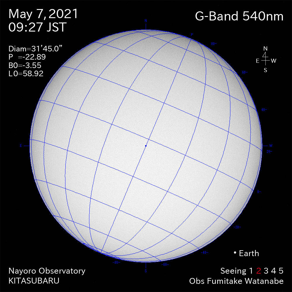 2021年5月7日540nm波長の太陽