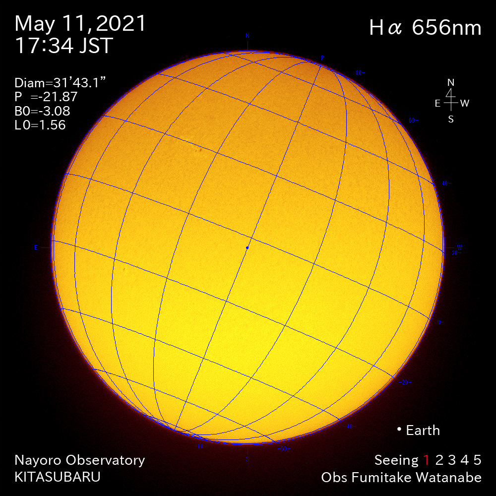2021年5月11日Ha波長の太陽