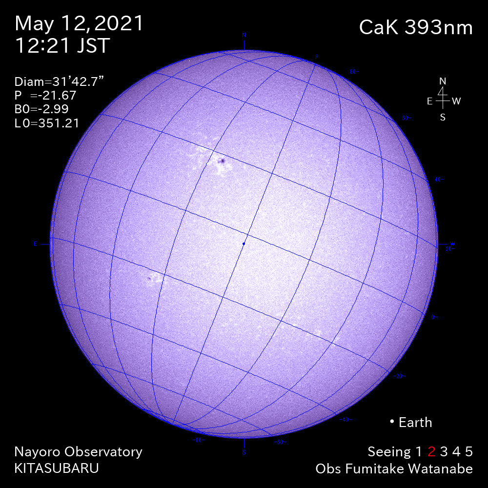 2021年5月12日CaK波長の太陽