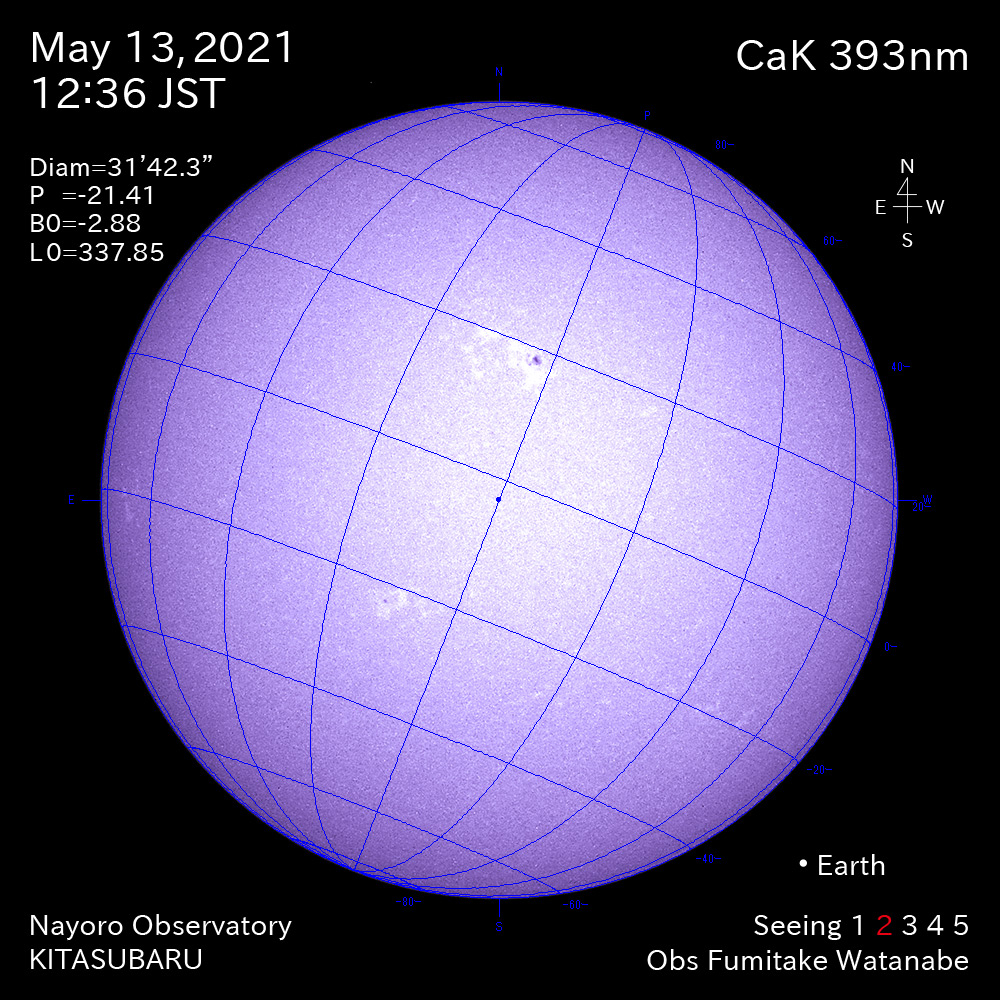 2021年5月13日CaK波長の太陽