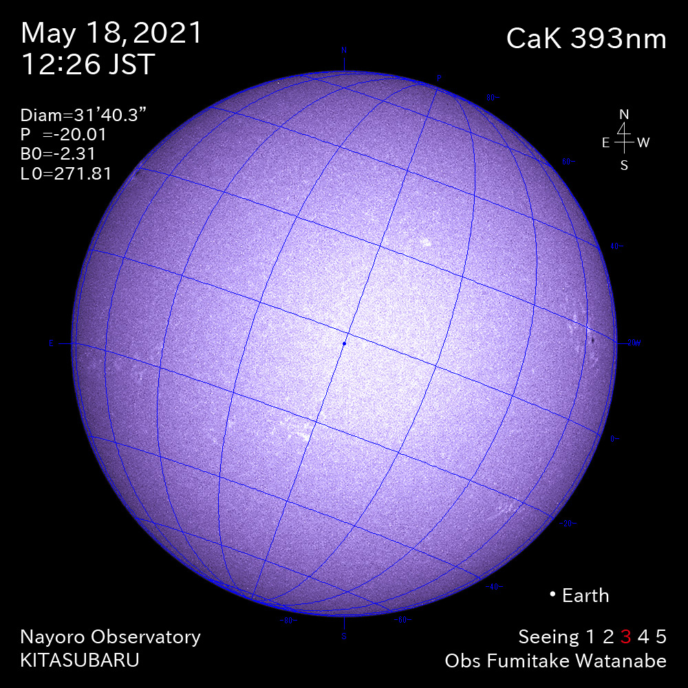 2021年5月18日CaK波長の太陽