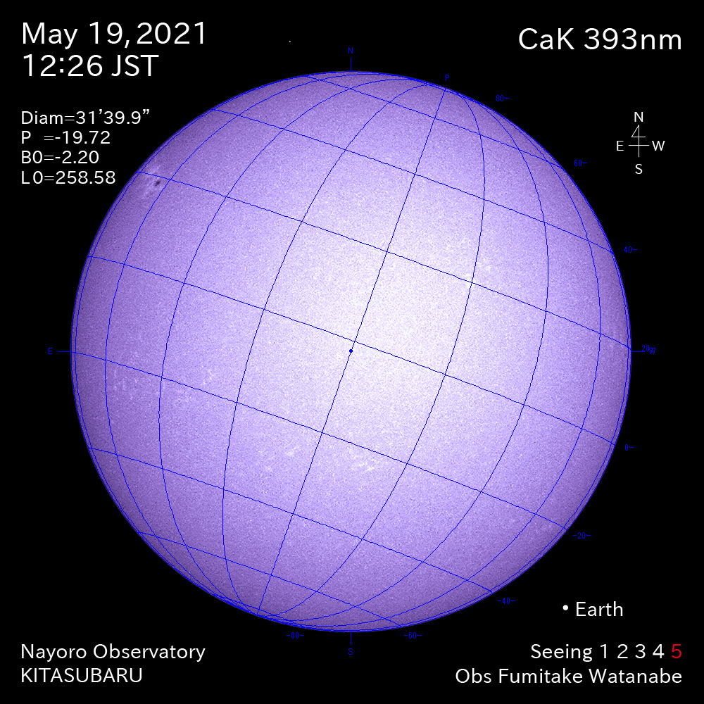 2021年5月19日CaK波長の太陽