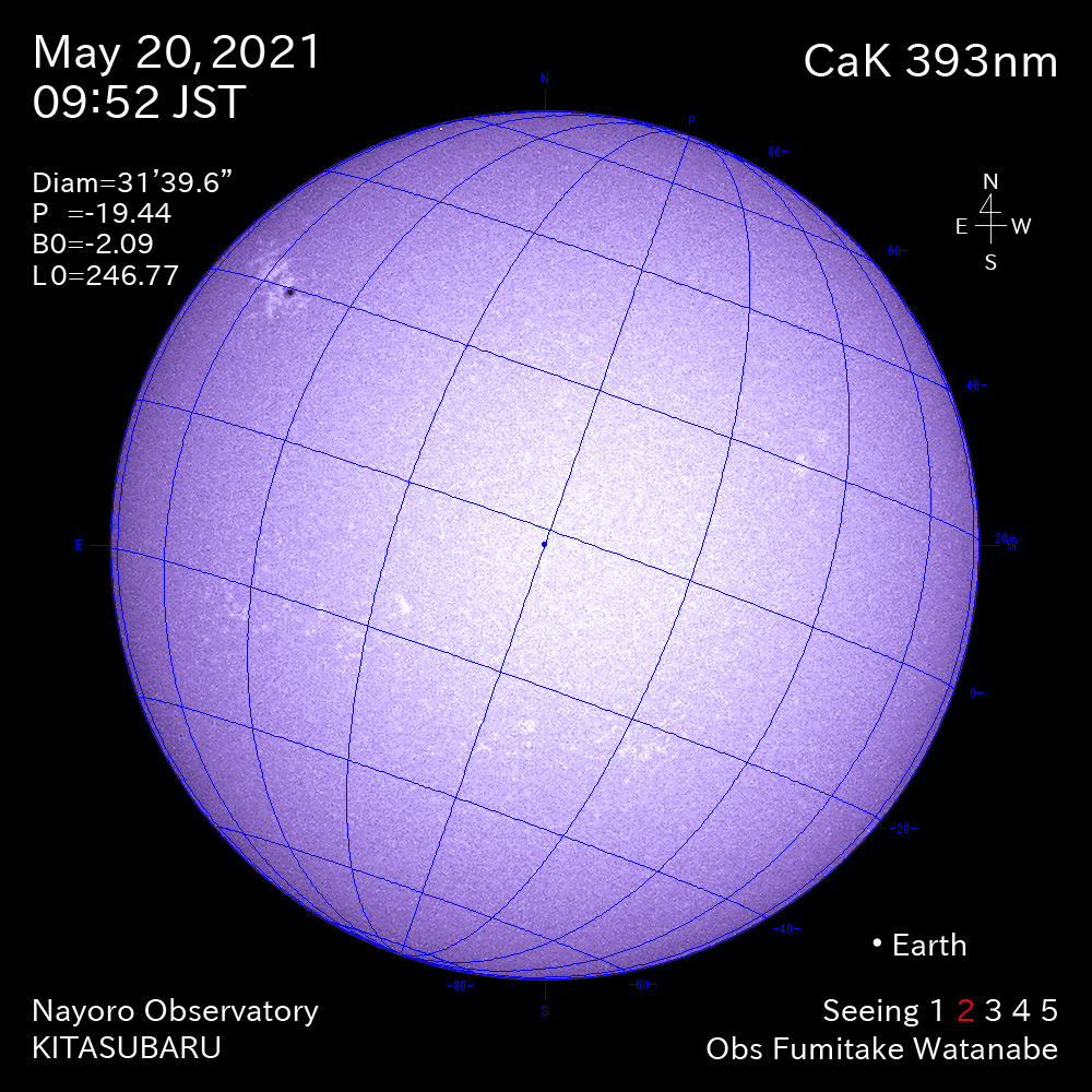 2021年5月20日CaK波長の太陽