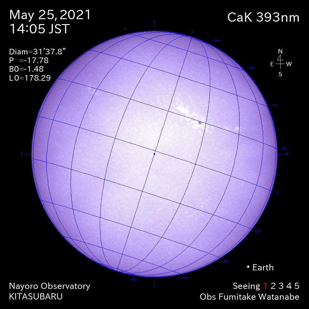 2021年5月25日CaK波長の太陽