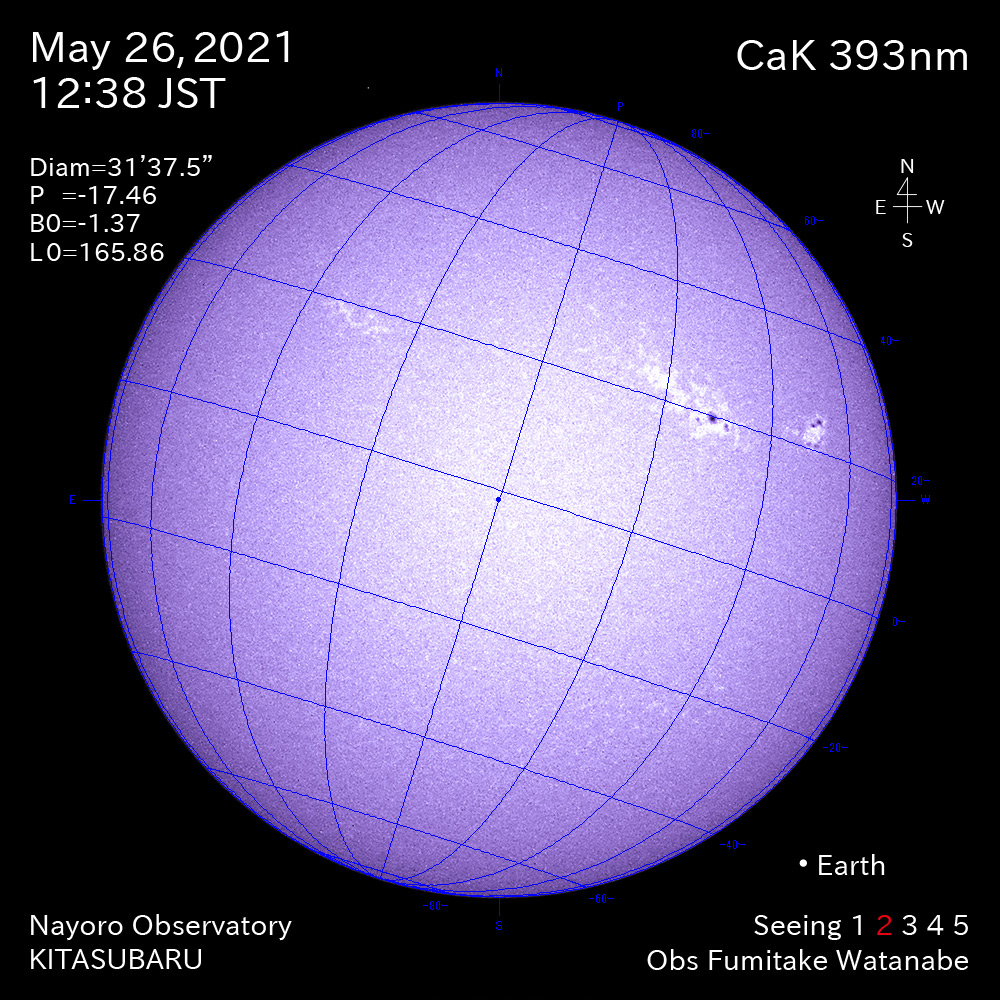 2021年5月26日CaK波長の太陽