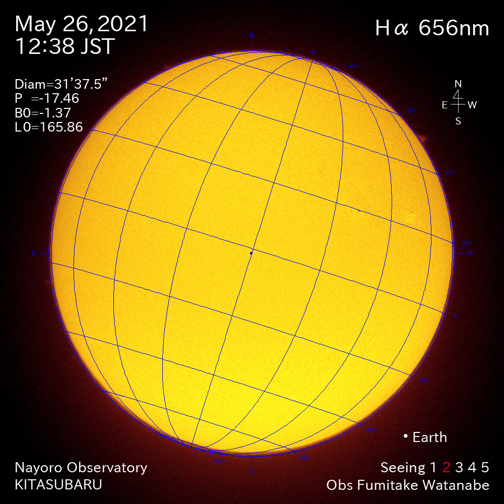 2021年5月26日Ha波長の太陽