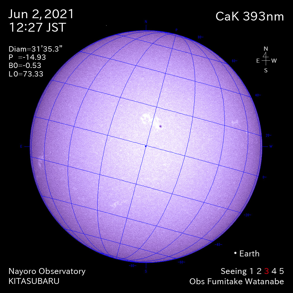 2021年6月2日CaK波長の太陽