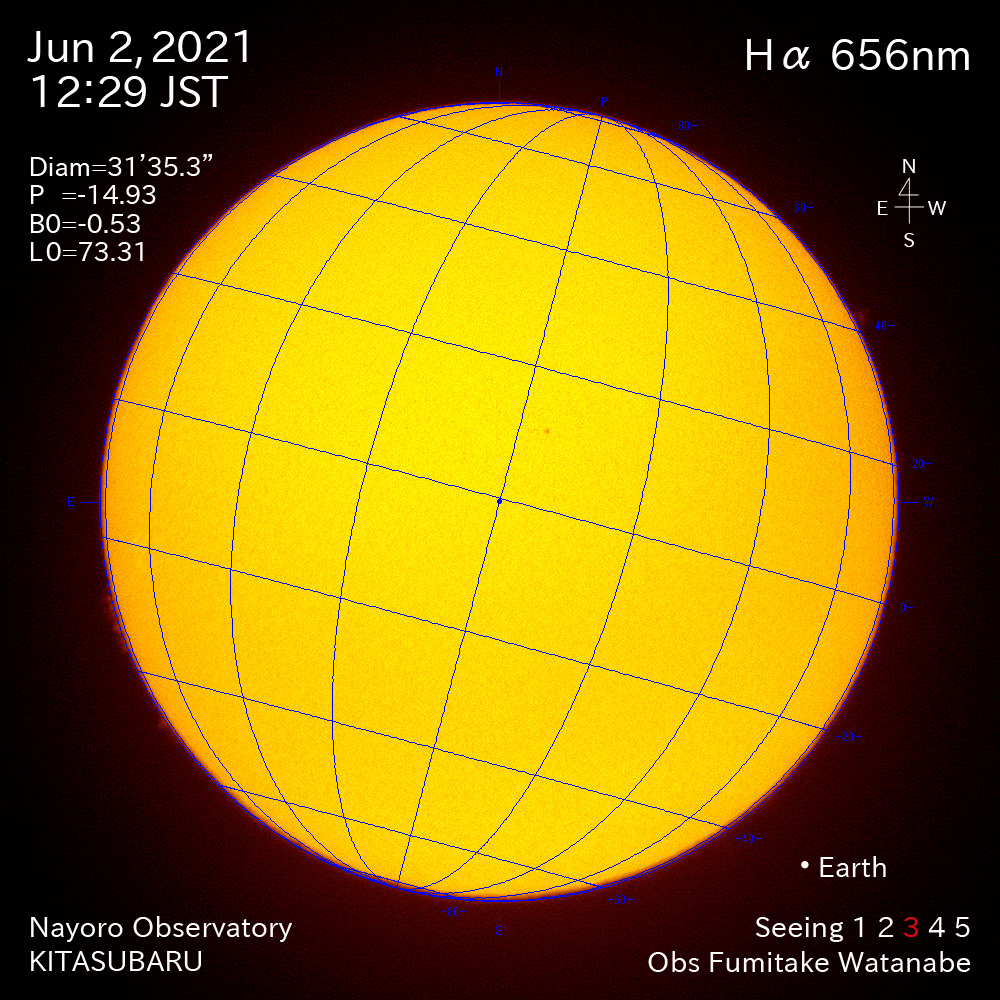 2021年6月2日Ha波長の太陽