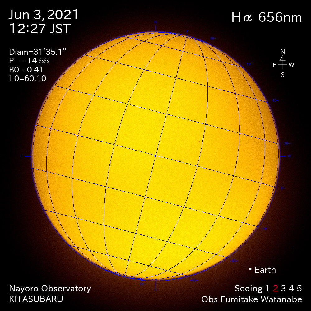 2021年6月3日Ha波長の太陽