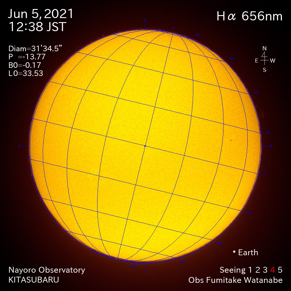 2021年6月5日Ha波長の太陽