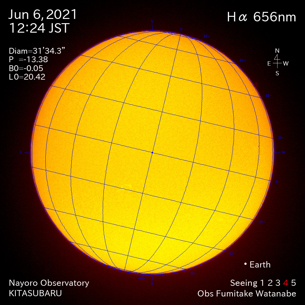 2021年6月6日Ha波長の太陽