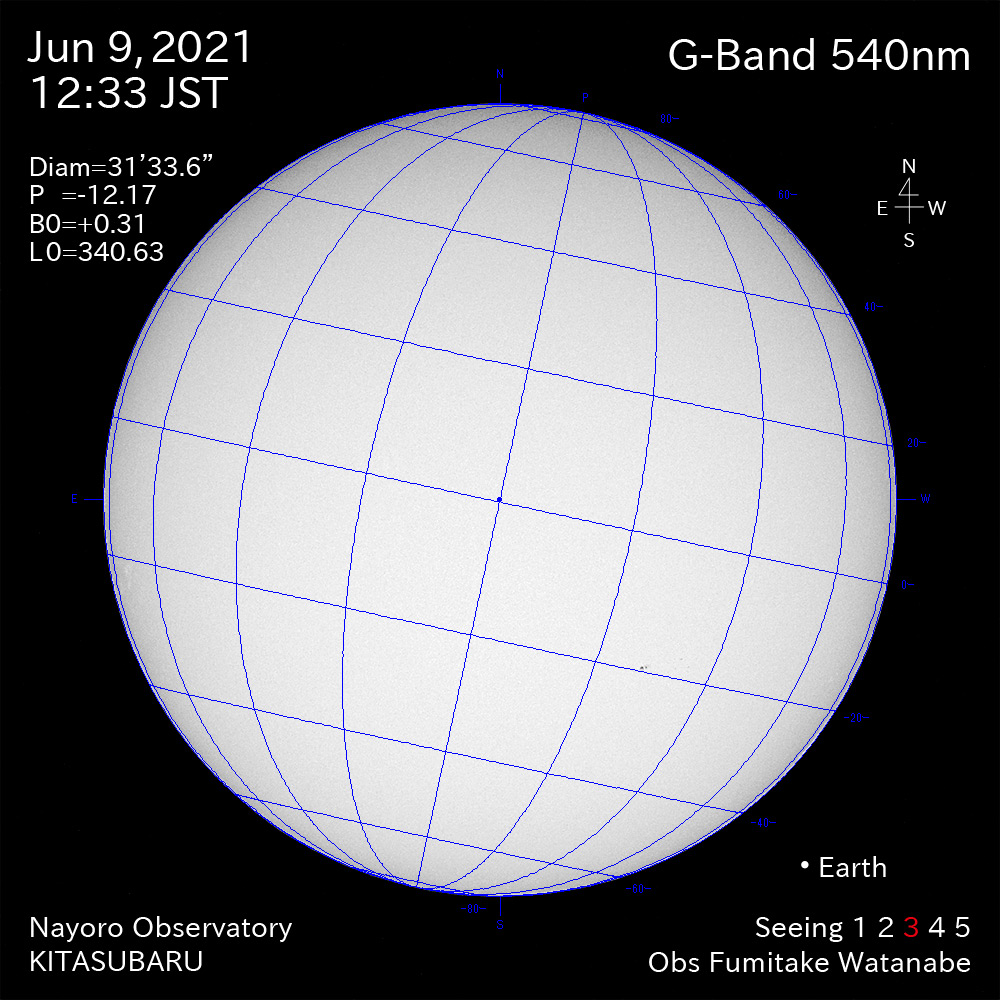 2021年6月9日540nm波長の太陽
