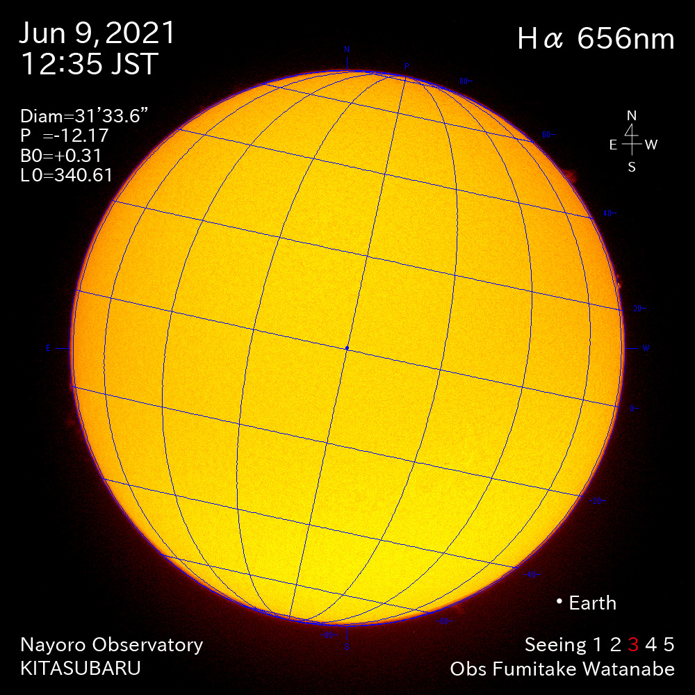 2021年6月9日Ha波長の太陽