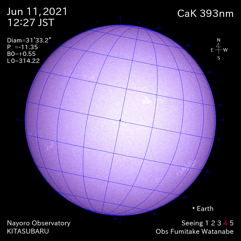 2021年6月11日CaK波長の太陽