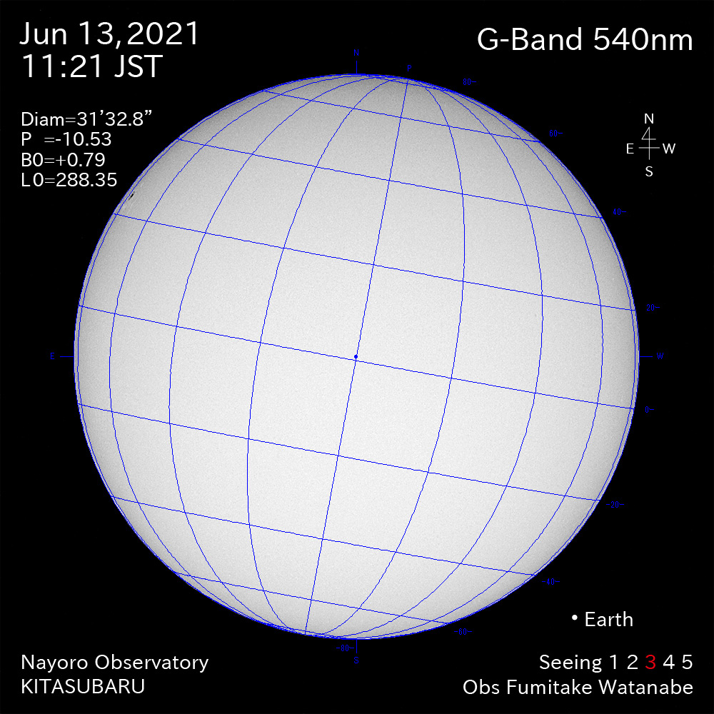 2021年6月13日540nm波長の太陽