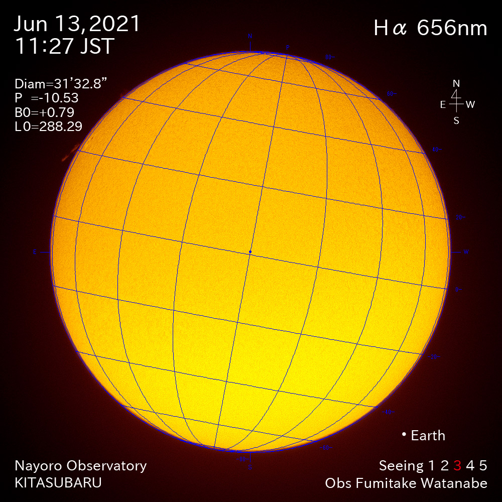 2021年6月13日Ha波長の太陽