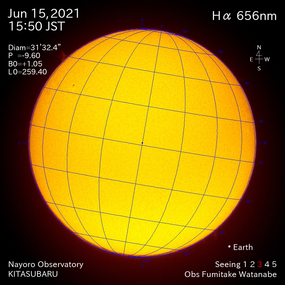 2021年6月15日Ha波長の太陽