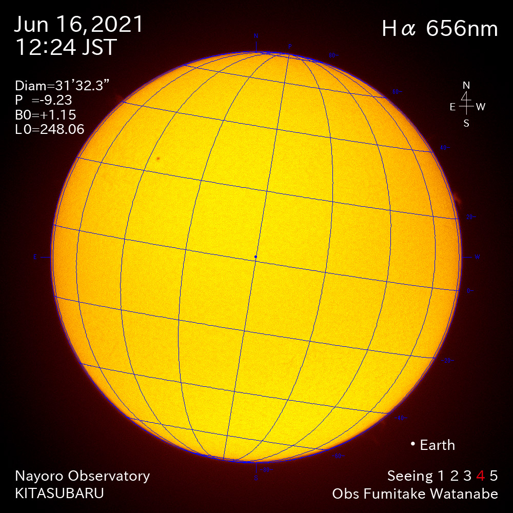 2021年6月16日Ha波長の太陽