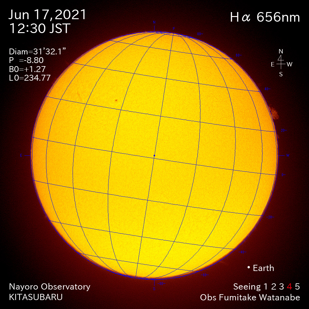 2021年6月17日Ha波長の太陽