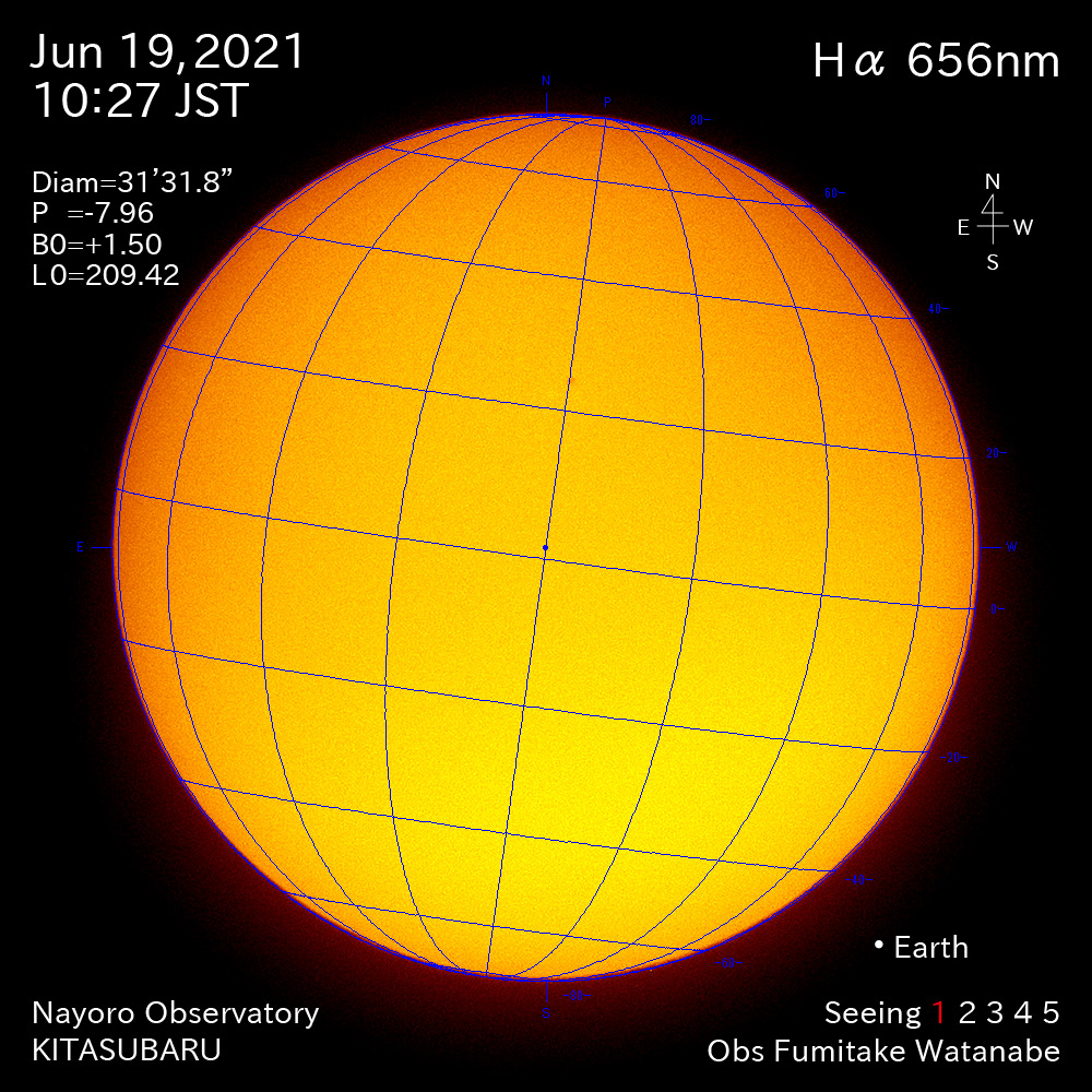 2021年6月19日Ha波長の太陽