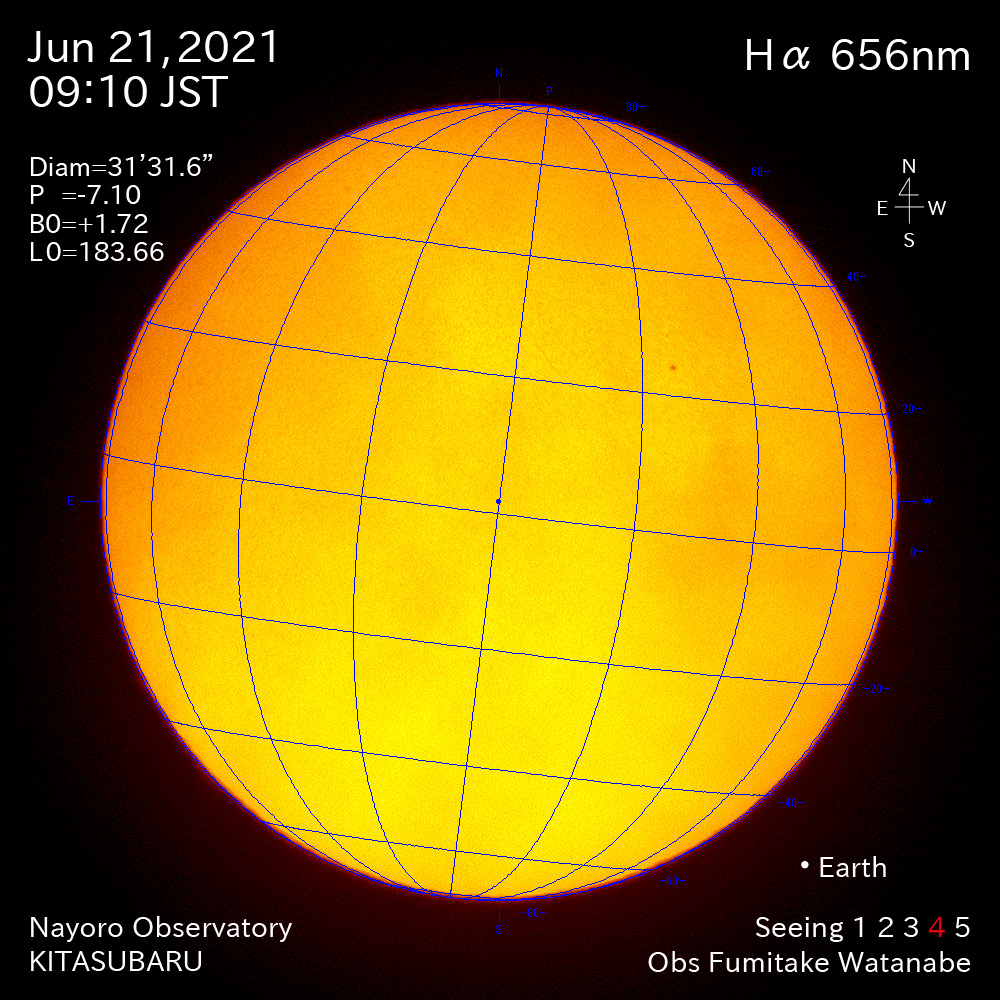 2021年6月21日Ha波長の太陽