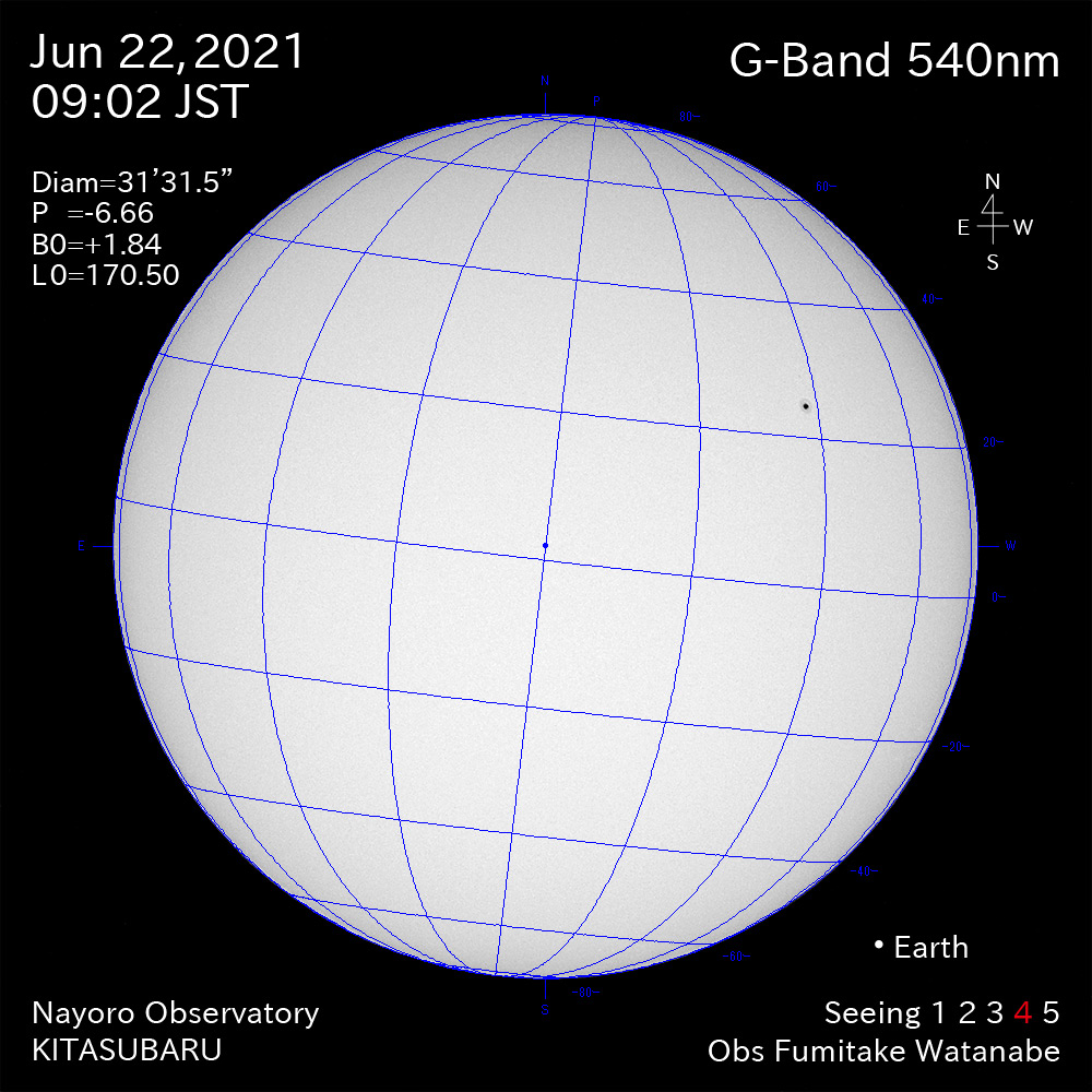 2021年6月22日540nm波長の太陽