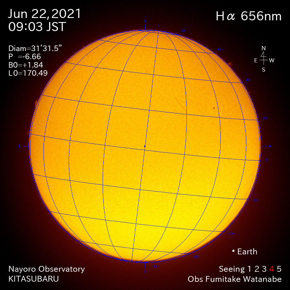 2021年6月22日Ha波長の太陽