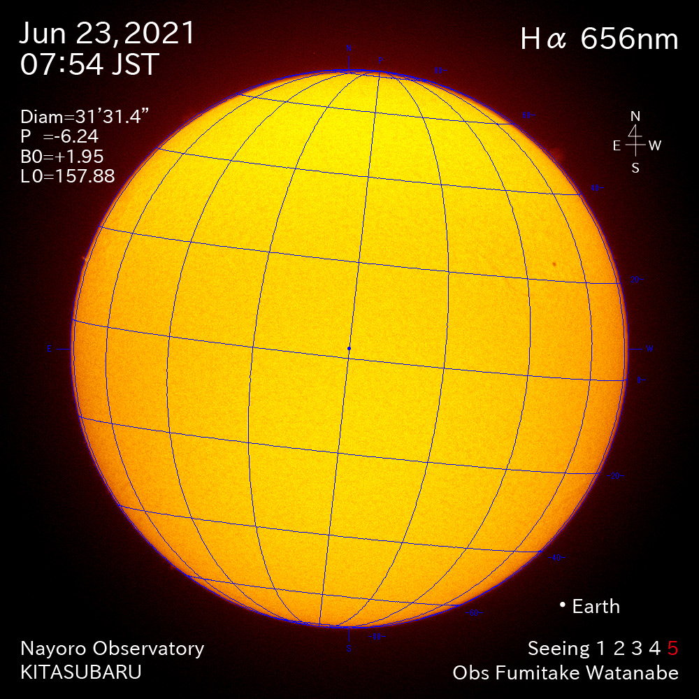 2021年6月23日Ha波長の太陽