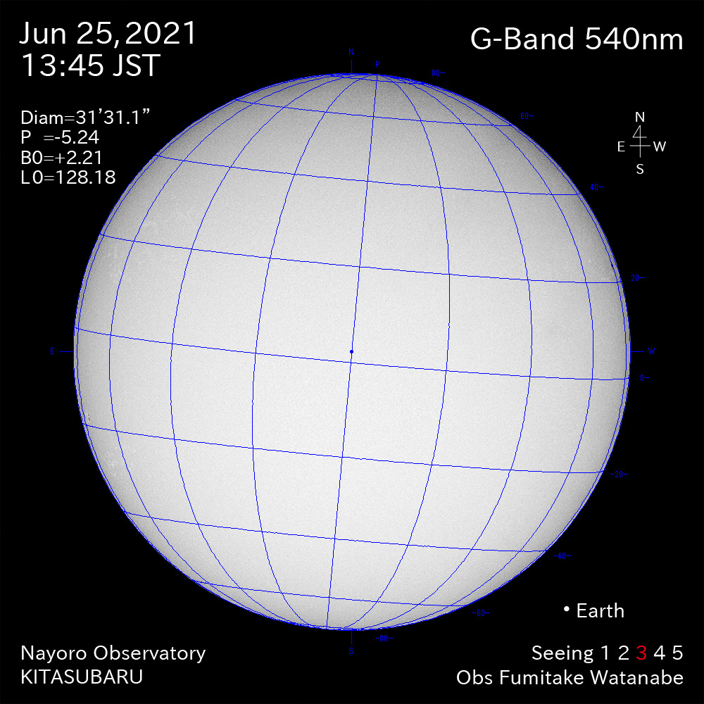 2021年6月25日540nm波長の太陽