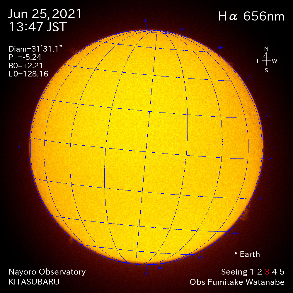 2021年6月25日Ha波長の太陽