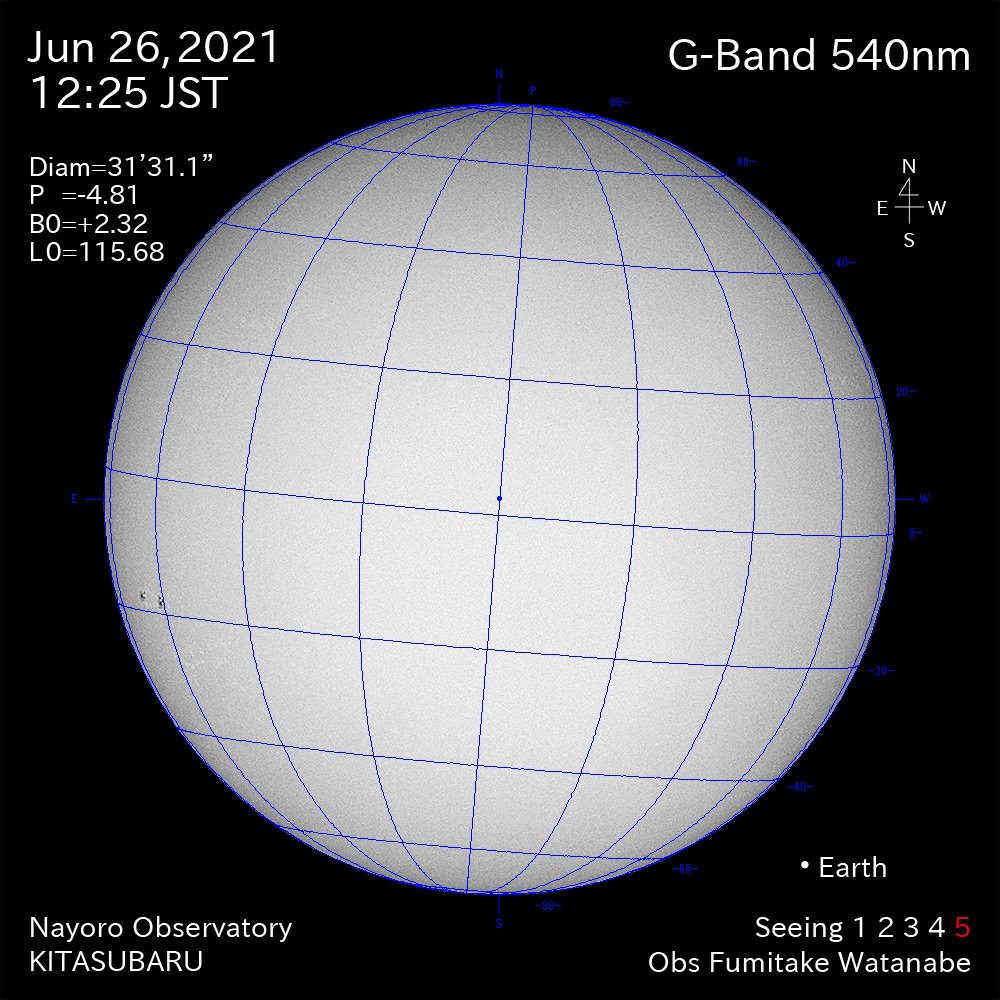 2021年6月26日540nm波長の太陽