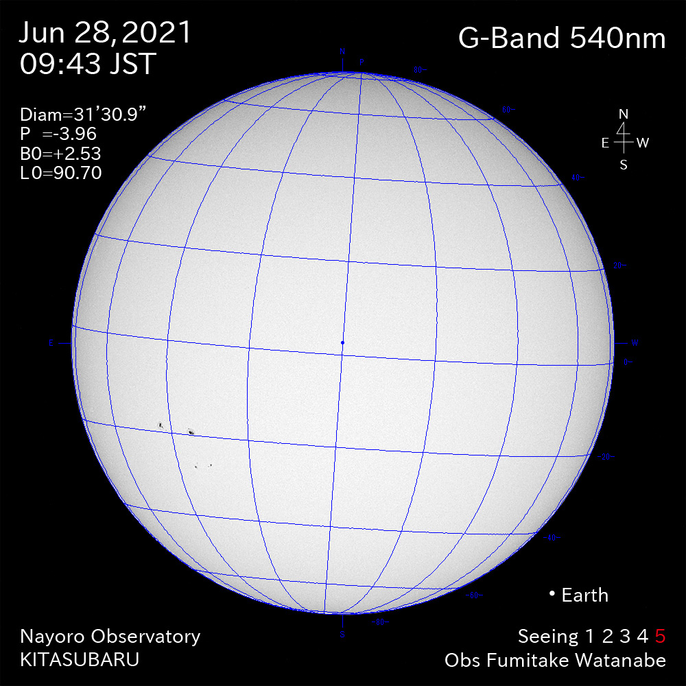 2021年6月28日540nm波長の太陽