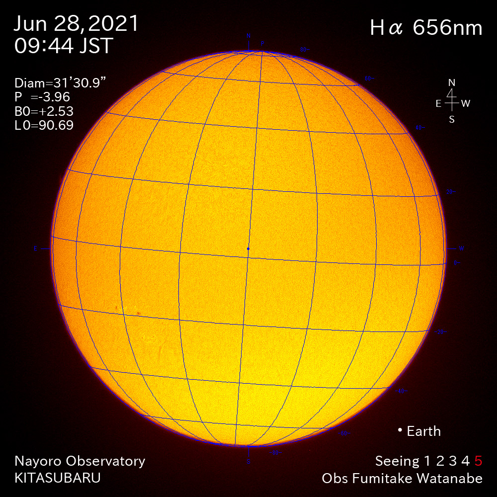 2021年6月28日Ha波長の太陽