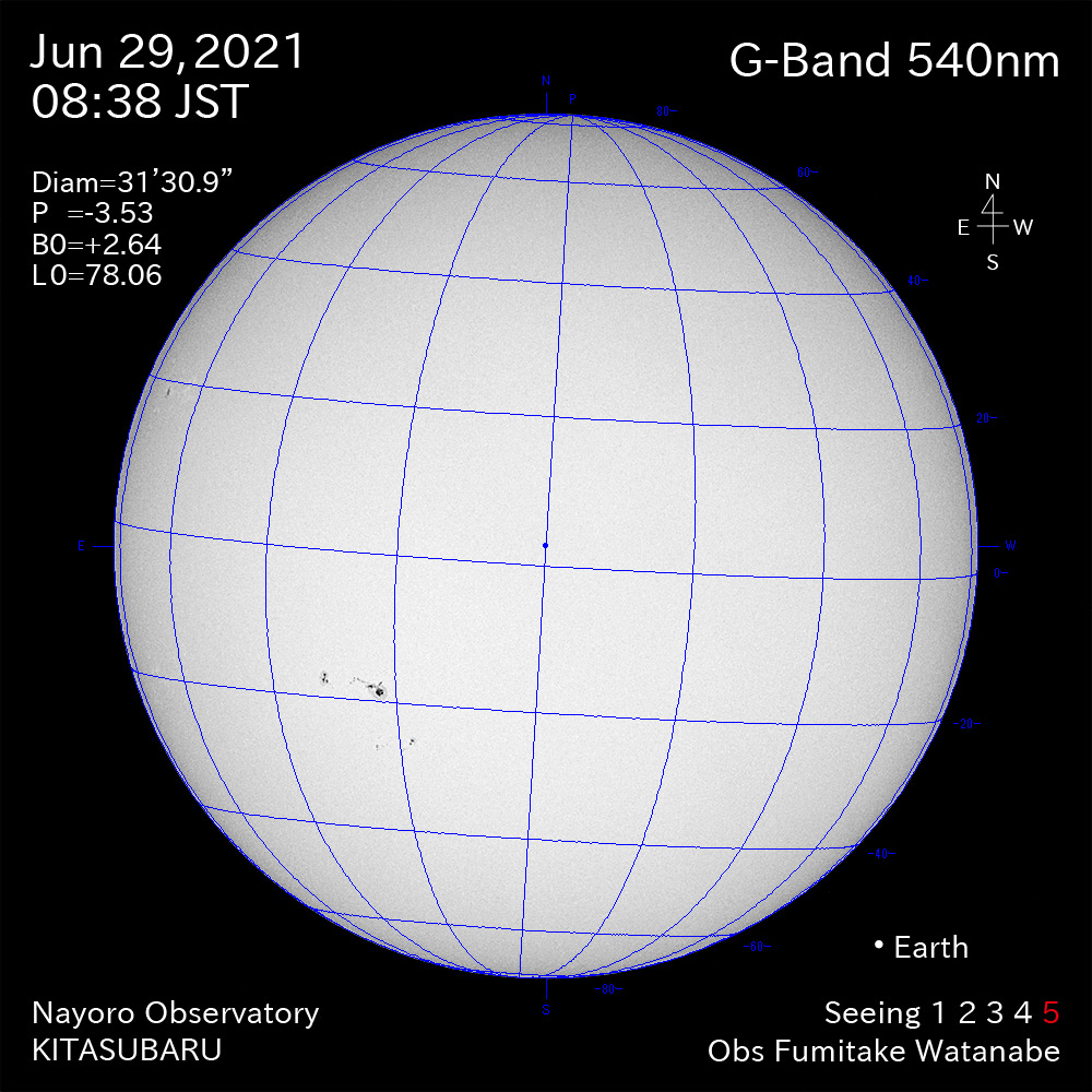 2021年6月29日540nm波長の太陽
