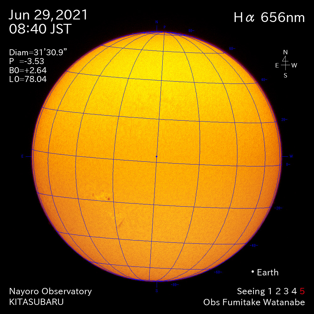 2021年6月29日Ha波長の太陽