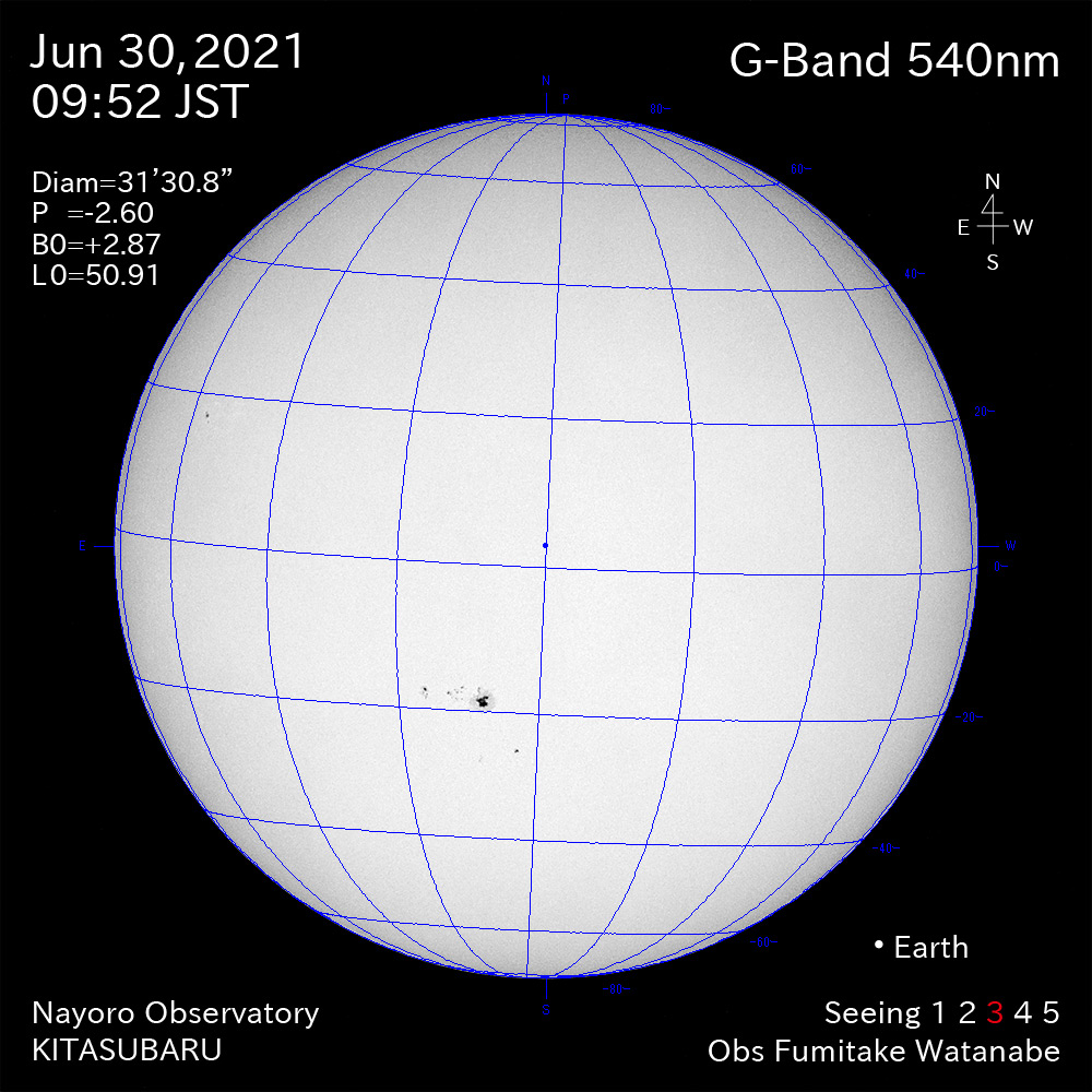 2021年6月30日540nm波長の太陽
