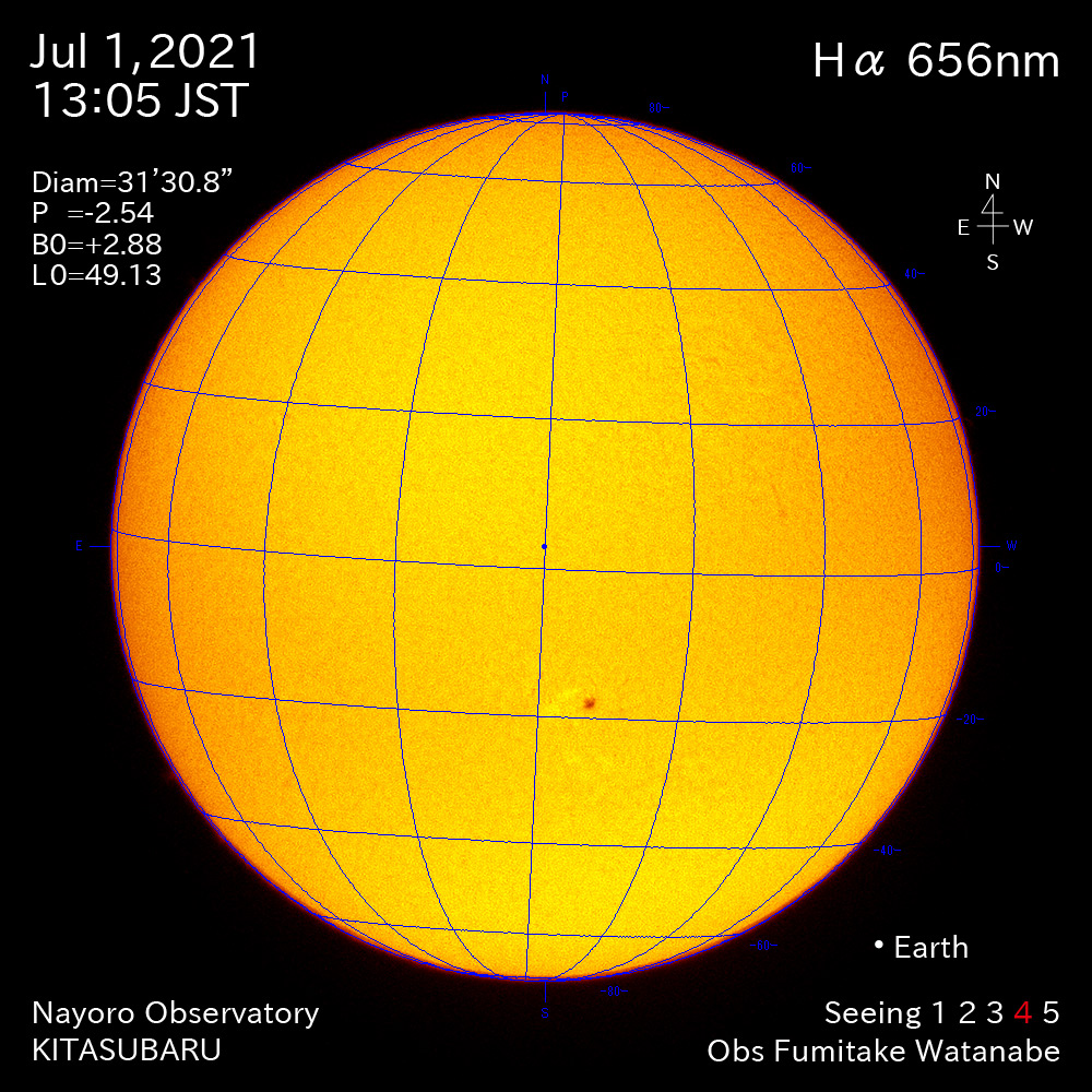 2021年7月1日Ha波長の太陽