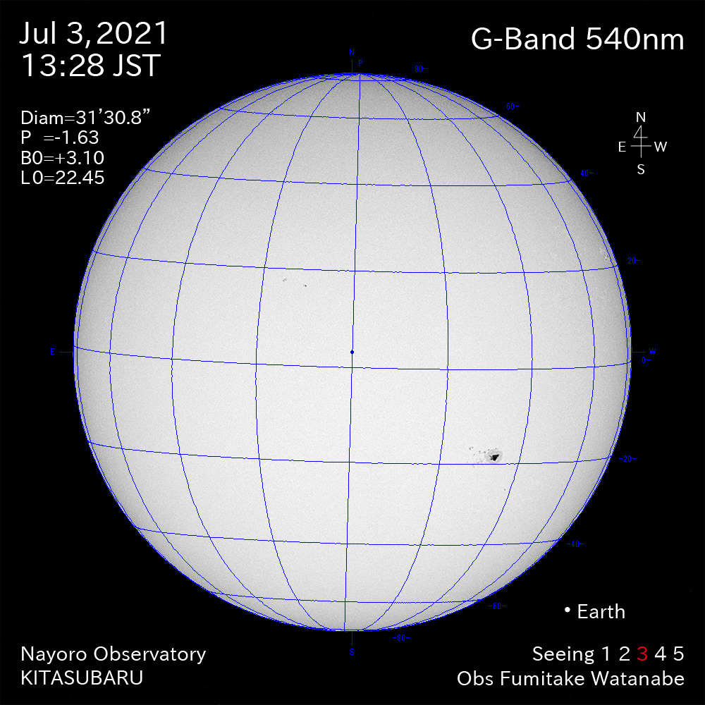 2021年7月3日540nm波長の太陽