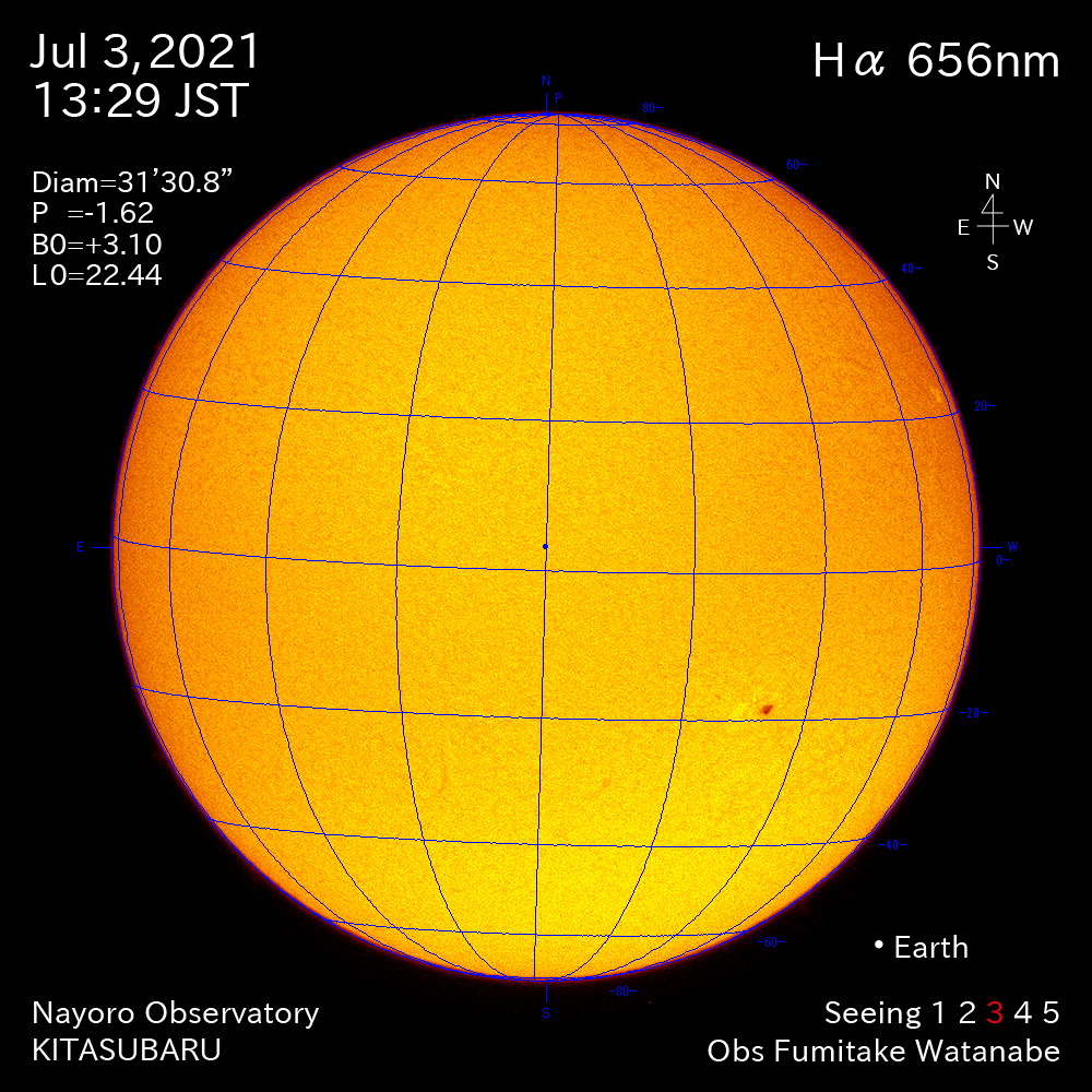 2021年7月3日Ha波長の太陽