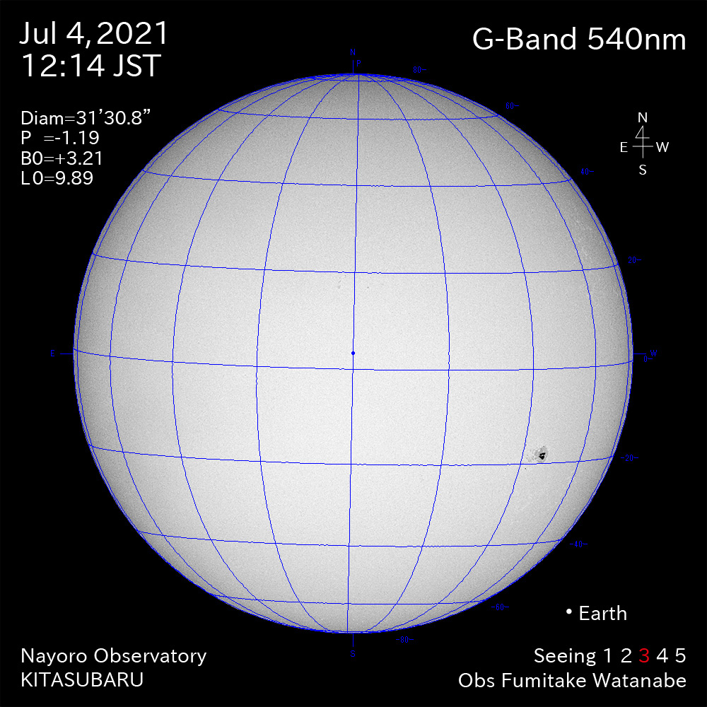 2021年7月4日540nm波長の太陽
