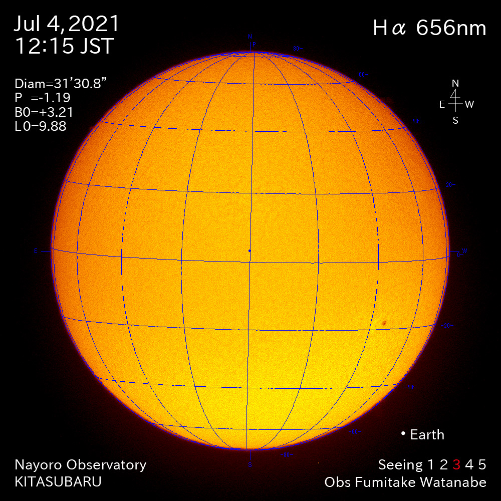2021年7月4日Ha波長の太陽