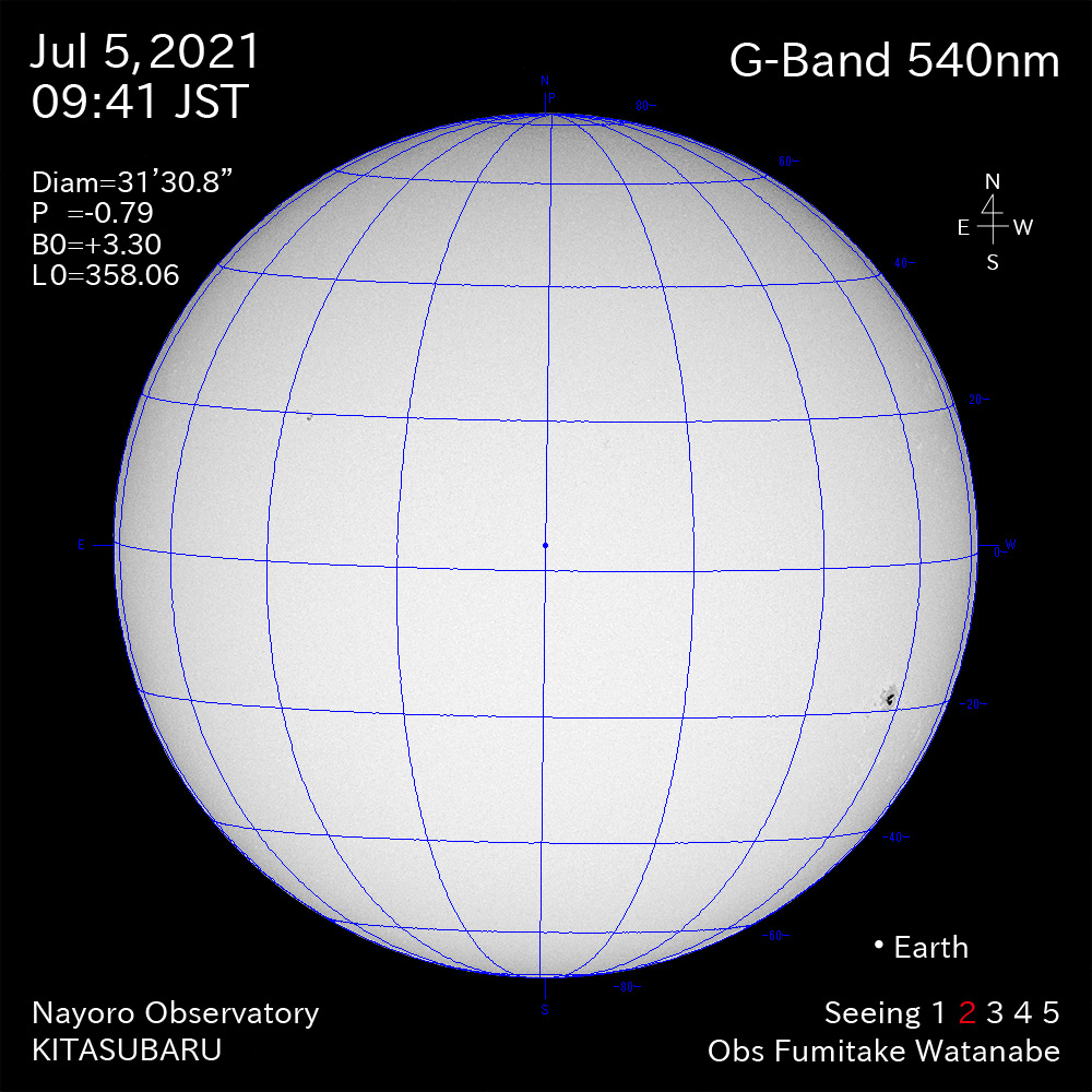 2021年7月5日540nm波長の太陽