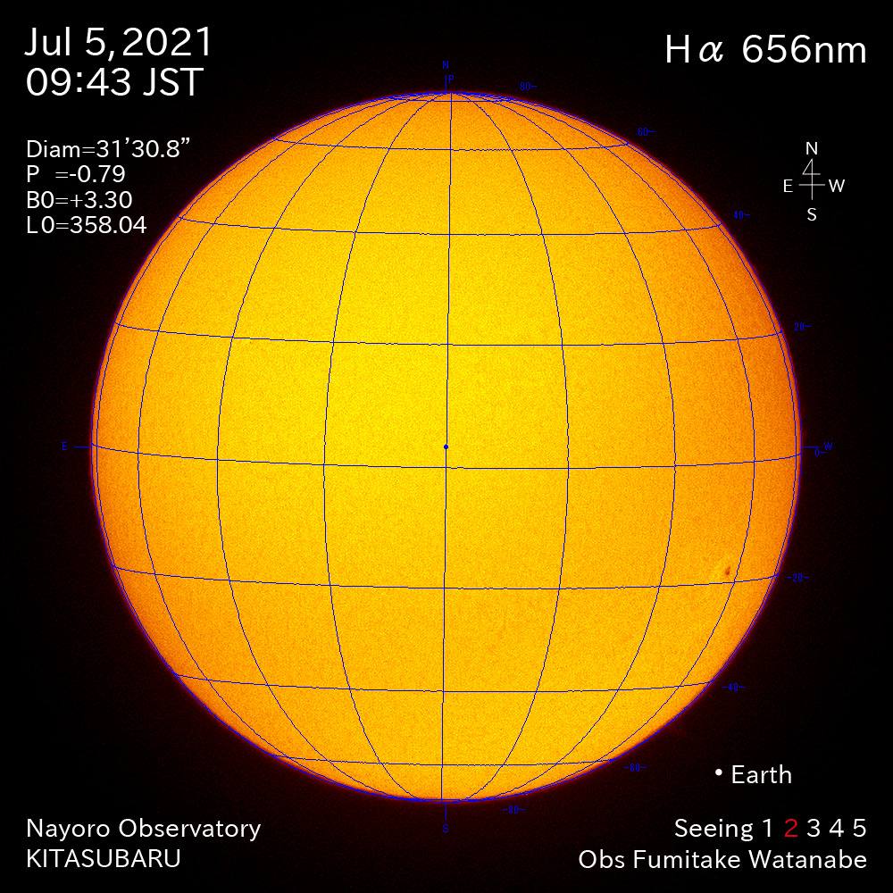 2021年7月5日Ha波長の太陽