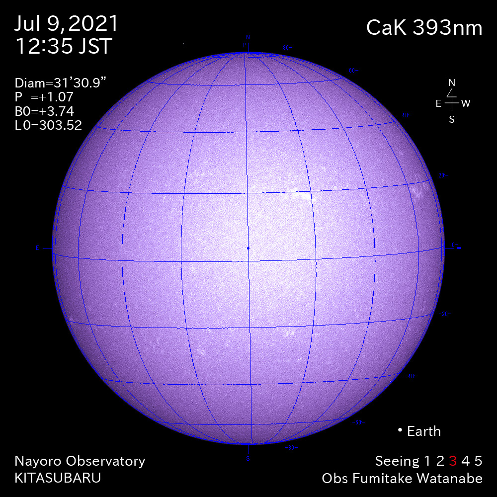2021年7月9日CaK波長の太陽