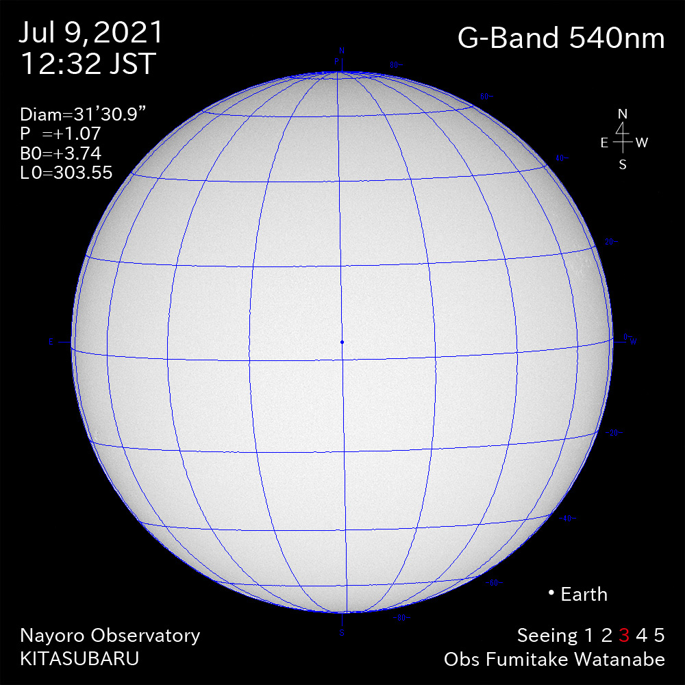 2021年7月9日540nm波長の太陽