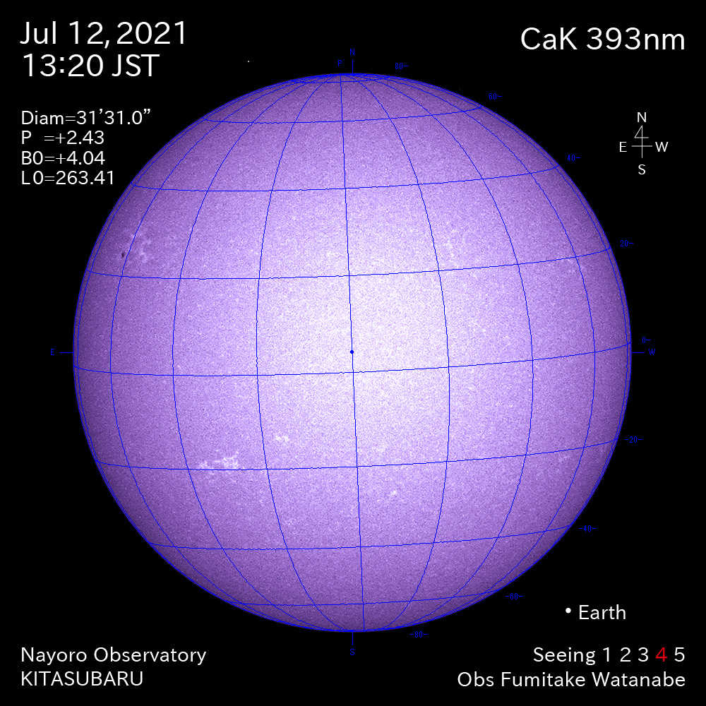 2021年7月12日CaK波長の太陽